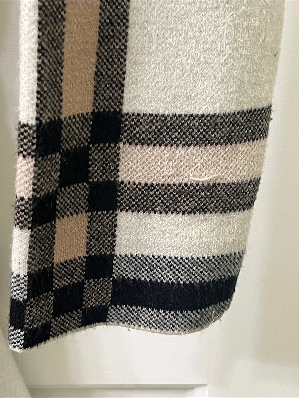 Christian Siriano Plaid Hooded Wrap Sweater Coat - Cream, Gray, Black, Brown - Picture 6 of 14
